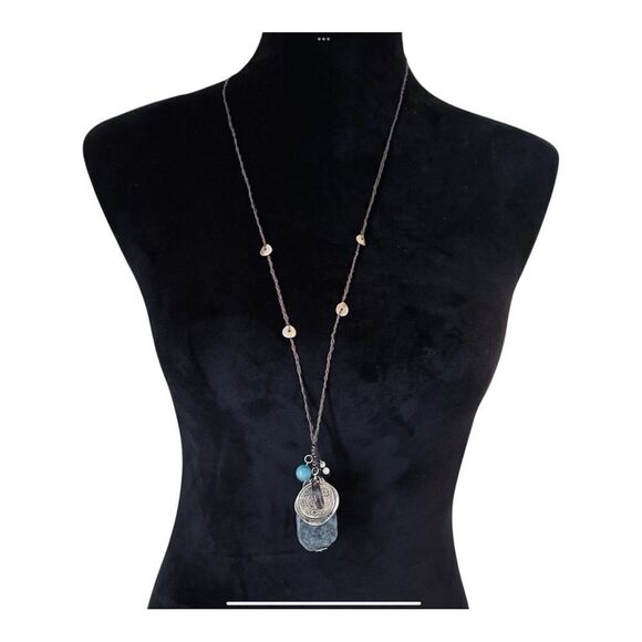 J. Jill blue stone bohemian necklace NWT - Picture 3 of 3